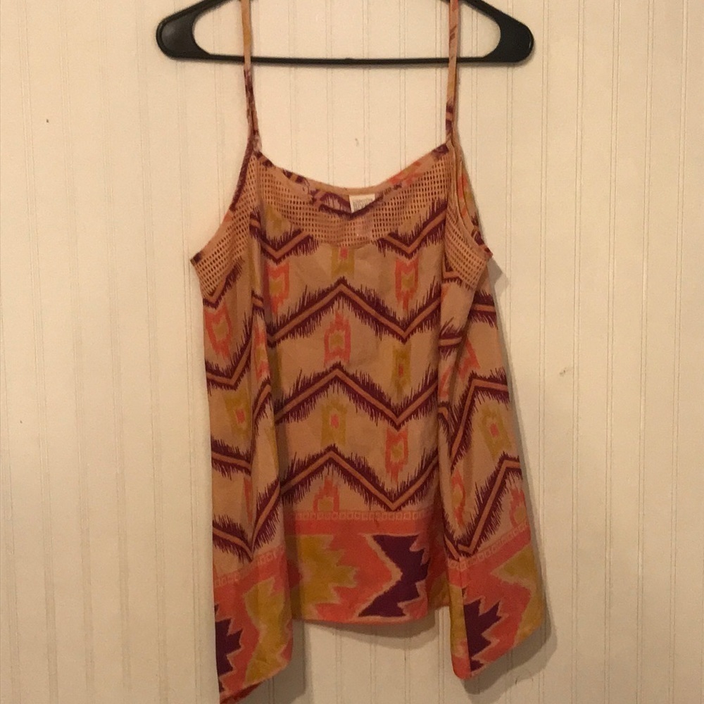 Canyon River Blues Pink/purple/yellow Aztec Southwest Spaghetti strap tank top